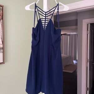 Elegant Navy Blue Strappy Dress